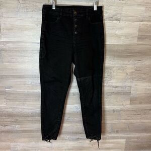 American Eagle Outfitters High Rise Black Button Fly Skinny Jeans